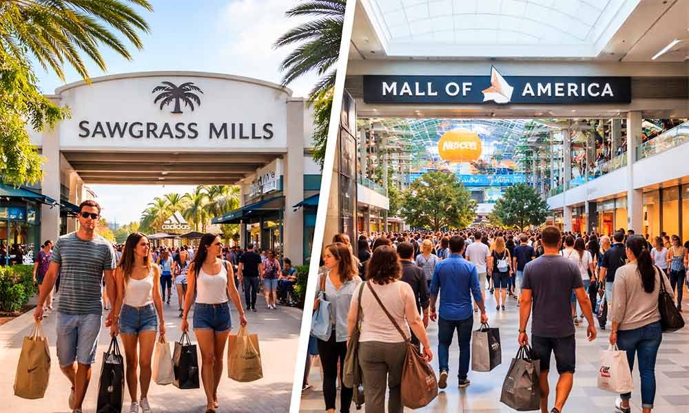 Biggest mall in the US vs Miami outlet shopping comparison