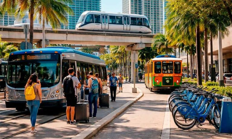 Public transportation in Miami in real daily use