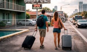 Tourists regretting hotel location in Miami