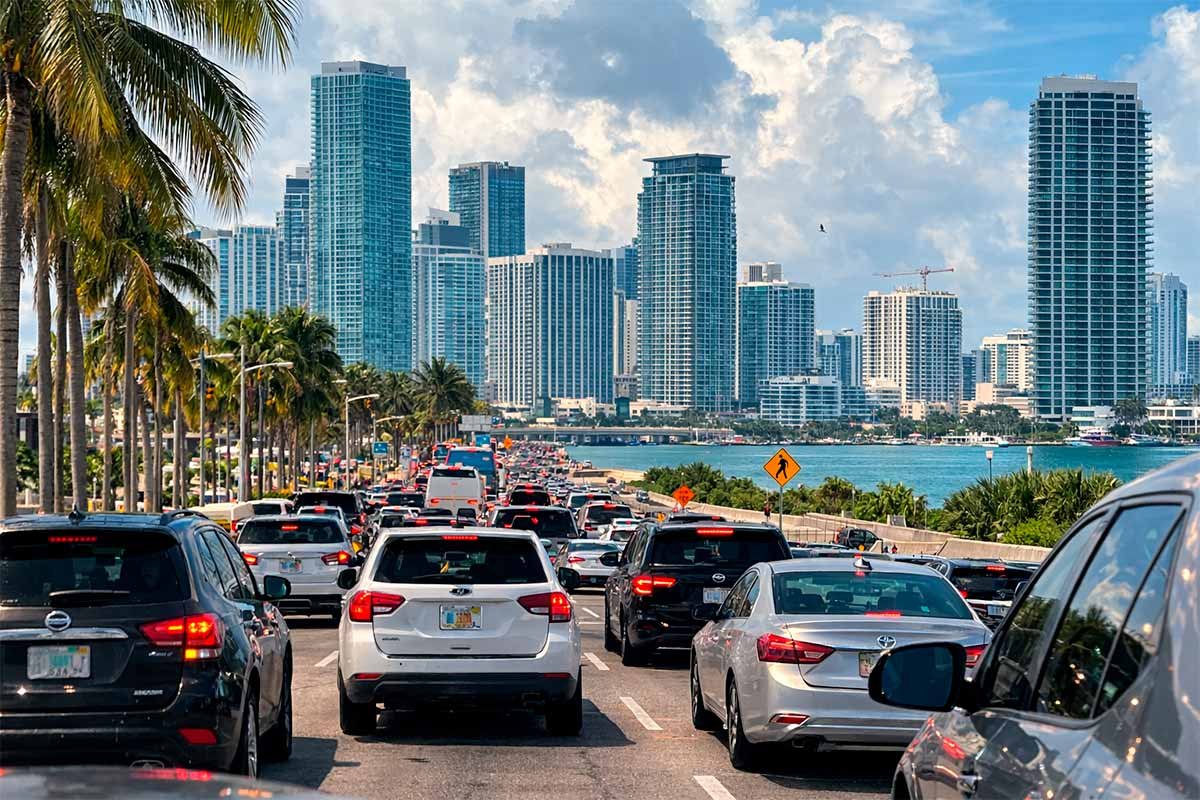Miami traffic delays on a typical city route