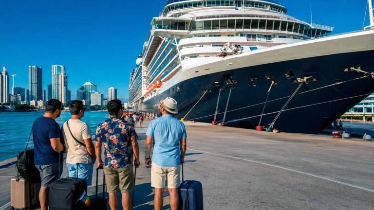 Gay cruise passengers boarding at PortMiami — what the trip actually costs beyond the advertised cabin price.