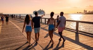 Exploring South Pointe Park Pier for zero-dollar waterfront views of cruise ships in Miami.